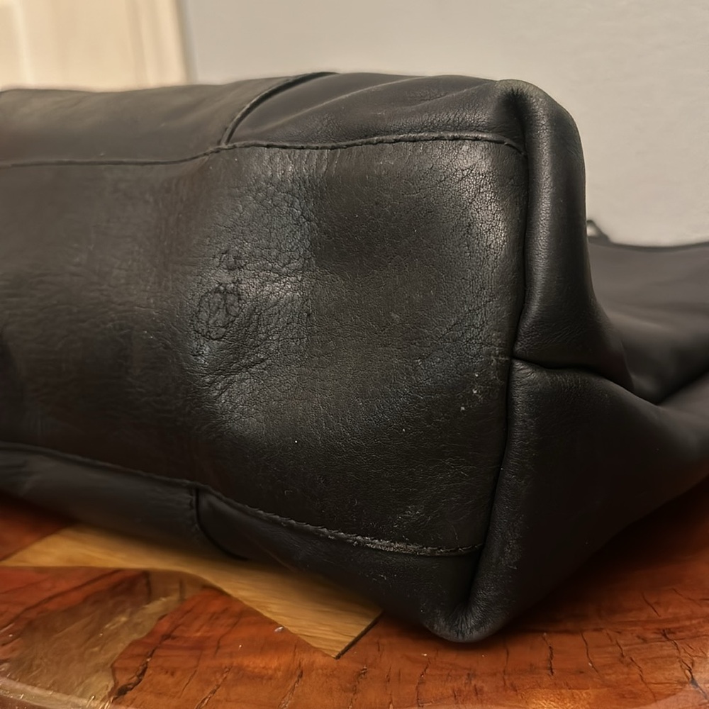 Ellington Black Leather Tote Bag purse Laptop - Picture 6 of 9
